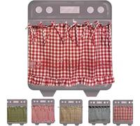Cotton Oven Curtain with Ribbons Rustic Stove Cover for Dishwasher Washing Machine - Handcrafted Apron Skirt 30x21.5 Inch(Red and White)