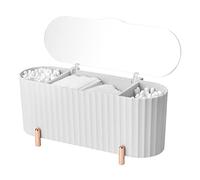 Cotton Pad Holder, ABS Qtip Holder with Lid, 3 Compartments Makeup Pads Container, Cotton Swab Holder, Desktop Make Up Storage Bathroom Organiser Dispenser for Cotton Buds, Cotton Tips, Beauty Eggs