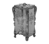 Cotton Pad Holder Storage Box Container Butterfly Rose Flower with Cover for Home (Transparent Gray)
