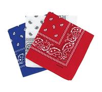 Cotton Paisley Bandana Scarf Headband 3 Pack France Blue White Red