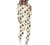 Cotton Pajamas with Pockets Loose Fit Wide Leg Floral Printing Loungewear Leisure Co Ord Sets Comfy Sleepwear Set Ladies Pyjama Sleep Lounge Soft Pjs for Sensitive Skin Beige