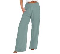 Cotton Pants Ladies Holiday Clothes for Womens UK Offers Barrel Leg Trousers 2025 Womens Wide Leg Trousers Petite Linen Cropped Culottes for Ladies UK Green