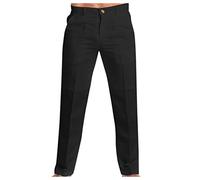 Cotton Pants Men - Mens Black Suit Trousers Solid Dress Trouser Formal Work Pants Casual Business Pant Regular Fit Flat-Front Trouser Plain Wrinkle-Resistant Trouser with Button & Zip Fly XXXL