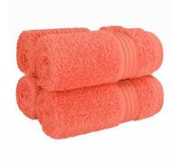 Cotton Paradise 100% Cotton Turkish Washcloth Set for Bathroom, 4 Piece Soft Absorbent Small Hand Face Towels Wash Rags, Coral