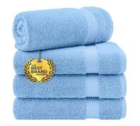 Cotton Paradise 4 Piece Turkish Bath Towels for Bathroom, 100% Cotton Extra Large Soft Plush Towels Bathroom Set, Sky Blue