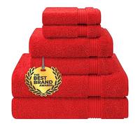 Cotton Paradise 6 Piece Towel Set, 100% Cotton Soft Absorbent Turkish Towels for Bathroom, 2 Bath Towels 2 Hand Towels 2 Washcloths, Red Towel Set