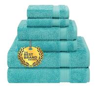 Cotton Paradise 6 Piece Towel Set, 100% Turkish Cotton Soft Absorbent Towels for Bathroom, 2 Bath Towels 2 Hand Towels 2 Washcloths, Turquoise Blue Towel Set