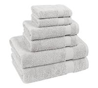 Cotton Paradise 6 Piece Towel Set, 100% Turkish Cotton Soft Absorbent Towels for Bathroom, 2 Bath Towels 2 Hand Towels 2 Washcloths, Silver Gray Towel Set