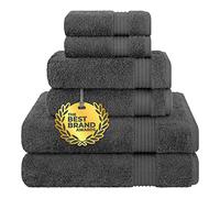 Cotton Paradise 6 Piece Towel Set with 2 Bath/ 2 Hand Towels 2 Washcloths for Bathroom, 100% Turkish Cotton Soft Absorbent, Gray