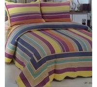 Cotton Patchwork Queen Quilt Set, 3-Piece Bohemian Farmhouse Bedspread & 2 Pillow Shams, Reversible Green Embroidered Floral Design, 100% Boho Chic Coverlet for Bedding(A-24,68.8x76.7"(175x195cm)3pcs)