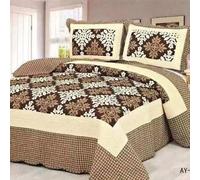 Cotton Patchwork Queen Quilt Set, 3-Piece Bohemian Farmhouse Bedspread & 2 Pillow Shams, Reversible Green Embroidered Floral Design, 100% Boho Chic Coverlet for Bedding(A-6,57x76.7(145x195cm) 2pcs)