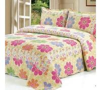 Cotton Patchwork Queen Quilt Set, 3-Piece Bohemian Farmhouse Bedspread & 2 Pillow Shams, Reversible Green Embroidered Floral Design, 100% Boho Chic Coverlet for Bedding(A-49,57x76.7(145x195cm) 2pcs)