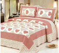 Cotton Patchwork Queen Quilt Set, 3-Piece Bohemian Farmhouse Bedspread & 2 Pillow Shams, Reversible Green Embroidered Floral Design, 100% Boho Chic Coverlet for Bedding(A-43,57x76.7(145x195cm) 2pcs)