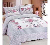 Cotton Patchwork Queen Quilt Set, 3-Piece Bohemian Farmhouse Bedspread & 2 Pillow Shams, Reversible Green Embroidered Floral Design, 100% Boho Chic Coverlet for Bedding(A-34,57x76.7(145x195cm) 2pcs)