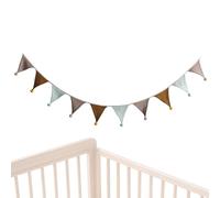 Cotton Pennant Banner - 9 Ft Fabric Bunting Garland, Decorative Hanging Flags | Reusable Party Decoration for School, Birthday, Baby Shower, Camping, Kids Room, Nursery, Home, Easter Event