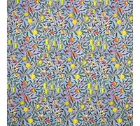 Cotton Percale Fabric - William Morris Vintage Pomegranate on Blue Floral Dressmaking Material Metre 45" Wide