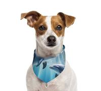 Cotton Pet Bandana for Small Dogs & Cats, Adjustable Snap Fastening, Comfortable & Stylish Pet Scarf, Dolphins Swim Underwater