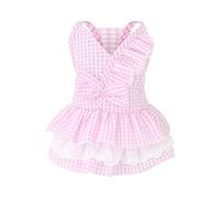 Cotton Pet Dog Dress Spring And Summer Pet Clothes Spring Cute Pet Cotton Peach Dress Bow Skirt Dress for Small Dogs (Pink, M)