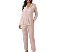 Cotton Pjs For Women Sets Long Plus Size - Button Up Pyjamas For Women Uk F | Long Sleeve Pjs With Collar And Pockets Zebra Pattern Polka Dots Loungewear Sets Two Piece Comfy Sleepwear