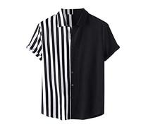 Cotton Pocket t Shirts for Men Vacation Shirts for Men Funny Cool Tropical Aloha Shirt Button Down Beach Printed Soft Comfy Holiday Shirts(65-Black,XXL)