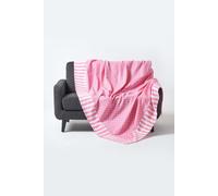 Homescapes Cotton Pink Polka Dots And Stripes Sofa Throw