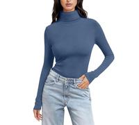 Cotton Polo Neck Top Women Thermal Polo Neck Soft Warm Slim Fit Plain Jumpers Base Layer Yoga Underwear Lightweight Stretch Basic Pullover Top Sports Tight Undershirt 2026 Navy