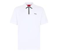 Cotton Polo with Zipper, male, Hugo, Polo Shirts, White, 2XL, Tops 2XL