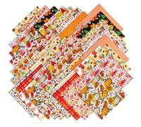 Cotton+Polyester Fabric Printed Patchwork Fabrics Autumn Thanksgiving Quilting Patchwork Squares for Sewing Quilting Crafting (Fall, 80Pcs 10"x10")