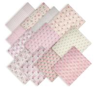 Cotton+Polyester Fabric Printed Patchwork Fabrics Retro Floral Quilting Patchwork Squares for Sewing Quilting Crafting (Pink Flower, 12Pcs 18"x22")