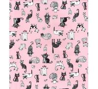 Cotton Poplin Crazy Cat Print Design - Pink Background 110 cm 100% Cotton Fabric- Ideal for Crafting, Quilting, & Patchwork (CP0865PINk, 1 Metre Pere-Cut)