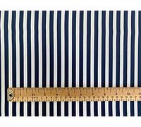 Cotton Poplin Fabric - Navy Blue & White Stripe - Craft Fabric Material (CP0080NAVY)