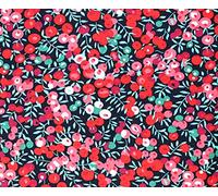 Cotton Poplin Fabric - Wild Red Berries Floral on Black - Craft Fabric Material Metre (80567)