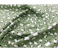 Cotton Poplin Sheep Print Design - Sage Green Background 110 cm 100% Cotton Fabric -130 GSM - Per Metre (CP0454SAGE)
