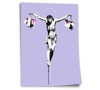 Cotton poster of Jesus - consumer criticism, street art Banksy - modern art print - perfect as a gift, living room, unframed art print, mural - A4, A3, A2, A1, A0, XXL