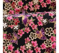 Cotton Print Fabric for Sewing, Black Blossom Butterfly, 145 cm x 1 m | Decorative printed motifs, Plain-weave cotton, Dressmaking and bag projects, Cut and sew to your own patterns