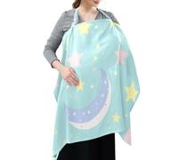 Cotton Privacy Nursing Covers Blue and Yellow Cartoon Stars and Moon