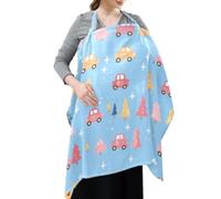Cotton Privacy Nursing Covers Cartoon Small Car Fir Tree
