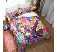 Cotton Pure Project Sekai Colorful Stage! Feat. Hatsune Miku Bedskirt Set Thickened Bed Sheet Quilt Cover 3PC Bedding (200x200cm(Double),HM 04)