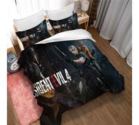 Cotton Pure Resident Evil Bedskirt Set Thickened Bed Sheet Quilt Cover 3PC Bedding (200x200cm(Double),Resident Evil 04)