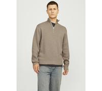 Cotton Quarter-Zip Jumper, Relaxed Fit beige