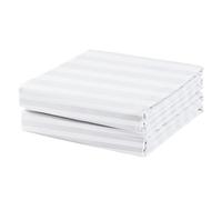 Cotton Queen Flat Sheet Only, 600 Thread Count 100% Egyptian Cotton Top Sheet 2Pcs, Cool & Breathable Flat Bed Sheets Wrinkle, Fade, Stain Resistant (White Stripe Queen)