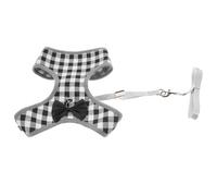 Cotton Rabbit Harness Kit with Leash for Small Pets Photo Prop | Flower Print, Black L Size, for Rabbits and Guinea Pigs, Daily Walks and Photo Taking