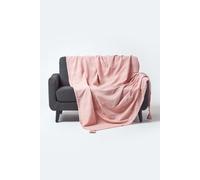 Cotton Rajput Ribbed Throw Homescapes Pink 225cm x 255cm