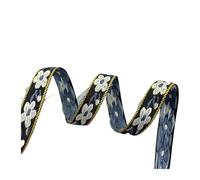 Cotton Ribbon 10 Yards Webbing Woven Jacquard Ribbon Small Flowers Classical for Garment Accessories Width 1.4 CM(White)