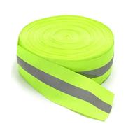 Cotton Ribbon 5M 50mm Life Belt Luminous Ribbon Oxford Reflective Fabric Sewing Tape,Sewn On for Clothing Bags High Visibility(Green Width 20mm)