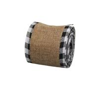 Cotton Ribbon 6 Yard/roll Decorations for Home Imitation Linen Plaid Edging Ribbon Bow for(7.4cm)