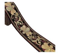 Cotton Ribbon Webbing 1Meter Woven Jacquard Ribbon Green Gold Pink Flower Lace Fabric 6CM Wide(Gold)