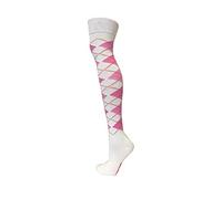 Cotton Rich Argyle Pink and White Over the Socks