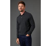 Cotton Rich Long Sleeve Knitted Polo Burton Charcoal S