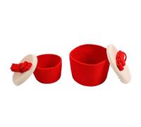 Cotton Rope Basket, 2 Sets Round Shape, Large Capacity, Multipurpose Knot, Decoration, Hand-Woven Storage Basket for Snacks and Sundries (Red)
